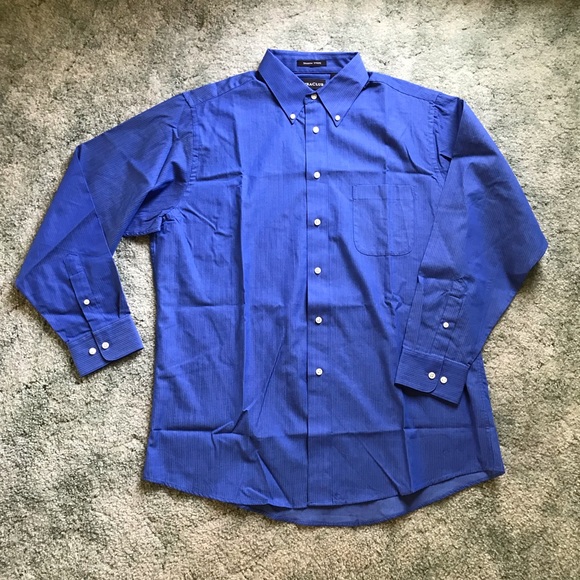 Ultra Club Shirts Mens Blue Shirt Stripe Buttondown Shirt Royal Blue Dress Shirt Large